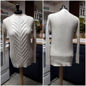 OLD NAVY Cable Knit Sweater B30 Creamy White Beige Long Sleeve Sz XL Women
